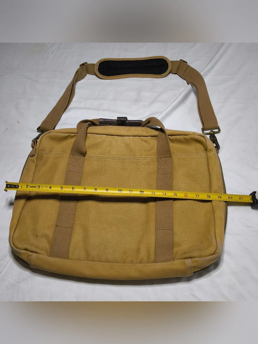 Vintage Lands End Square Rigger Canvas Briefcase Laptop Bag Beige Carry On